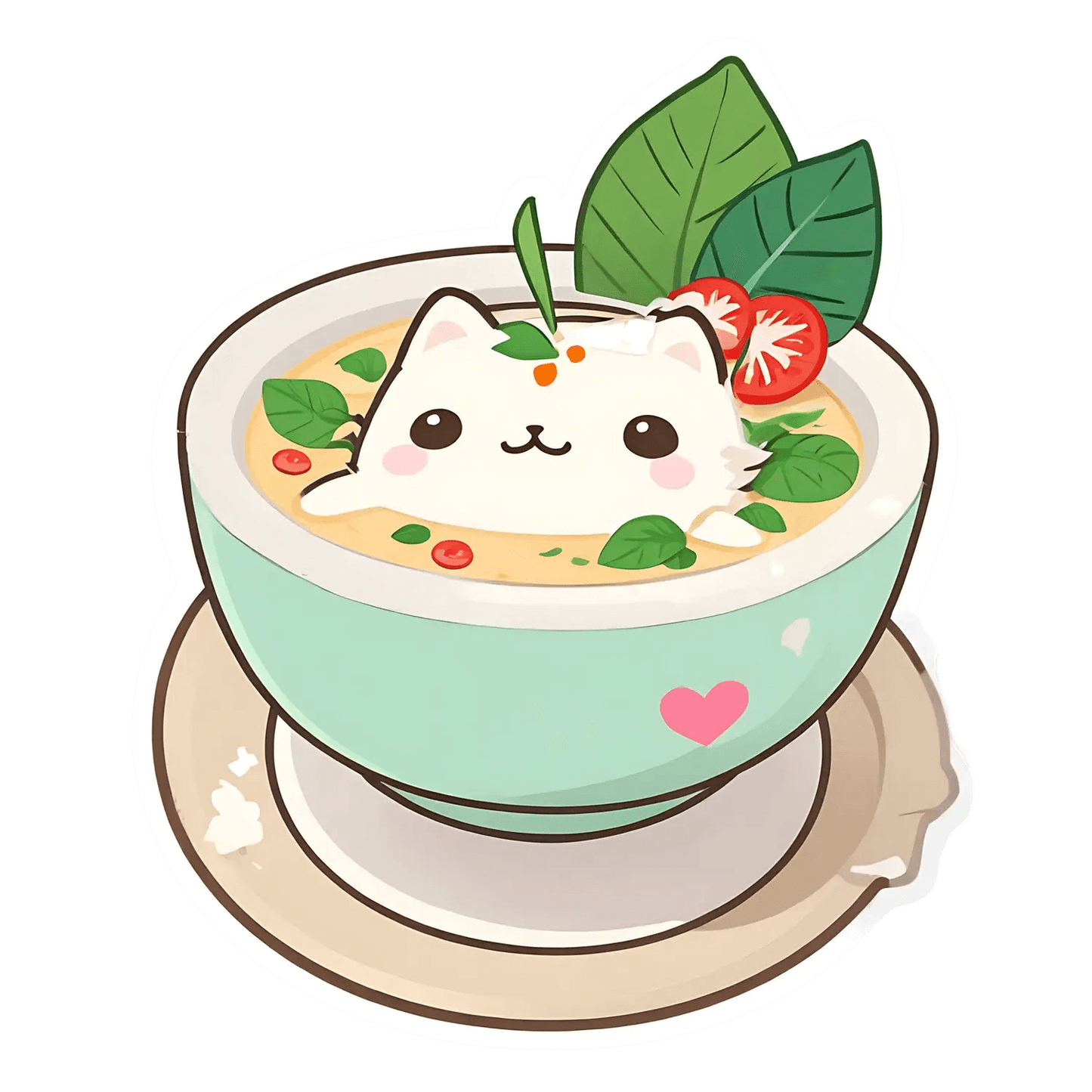 Cute Cat Soup - Kawaii Sticker - Heat Press Transfer