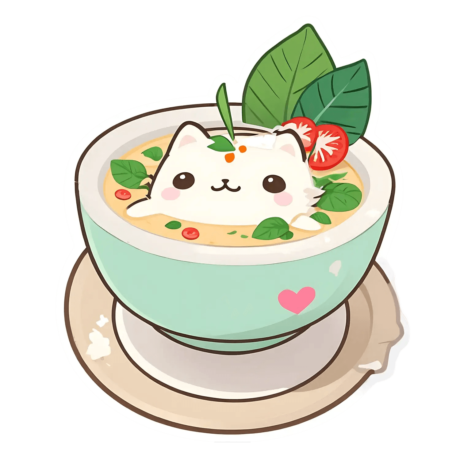 Cute Cat Soup - Kawaii Sticker - Heat Press Transfer
