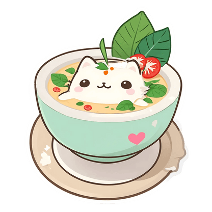 Cute Cat Soup - Kawaii Sticker - Heat Press Transfer