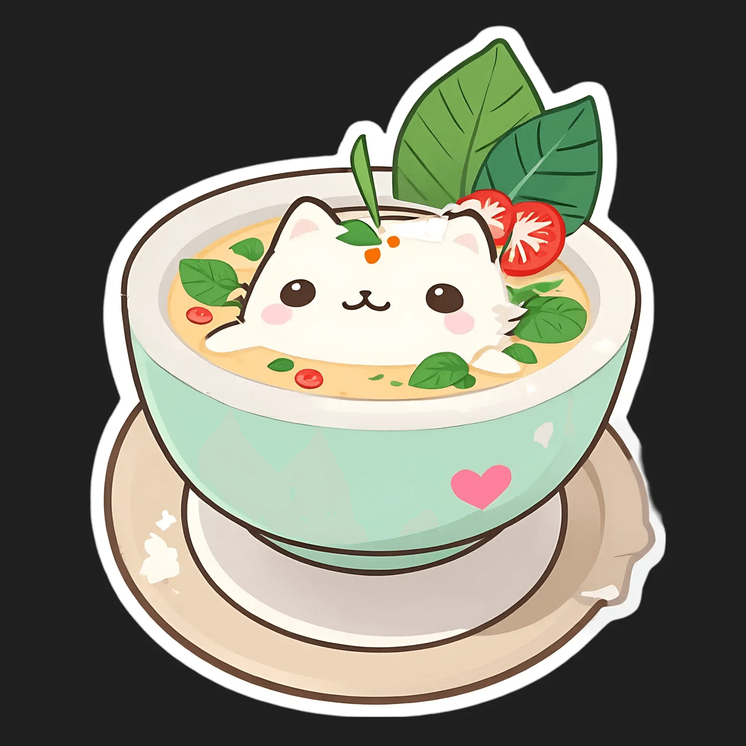 Cute Cat Soup - Kawaii Sticker - Heat Press Transfer