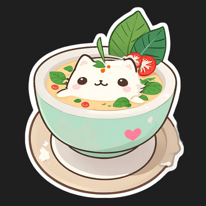 Cute Cat Soup - Kawaii Sticker - Heat Press Transfer