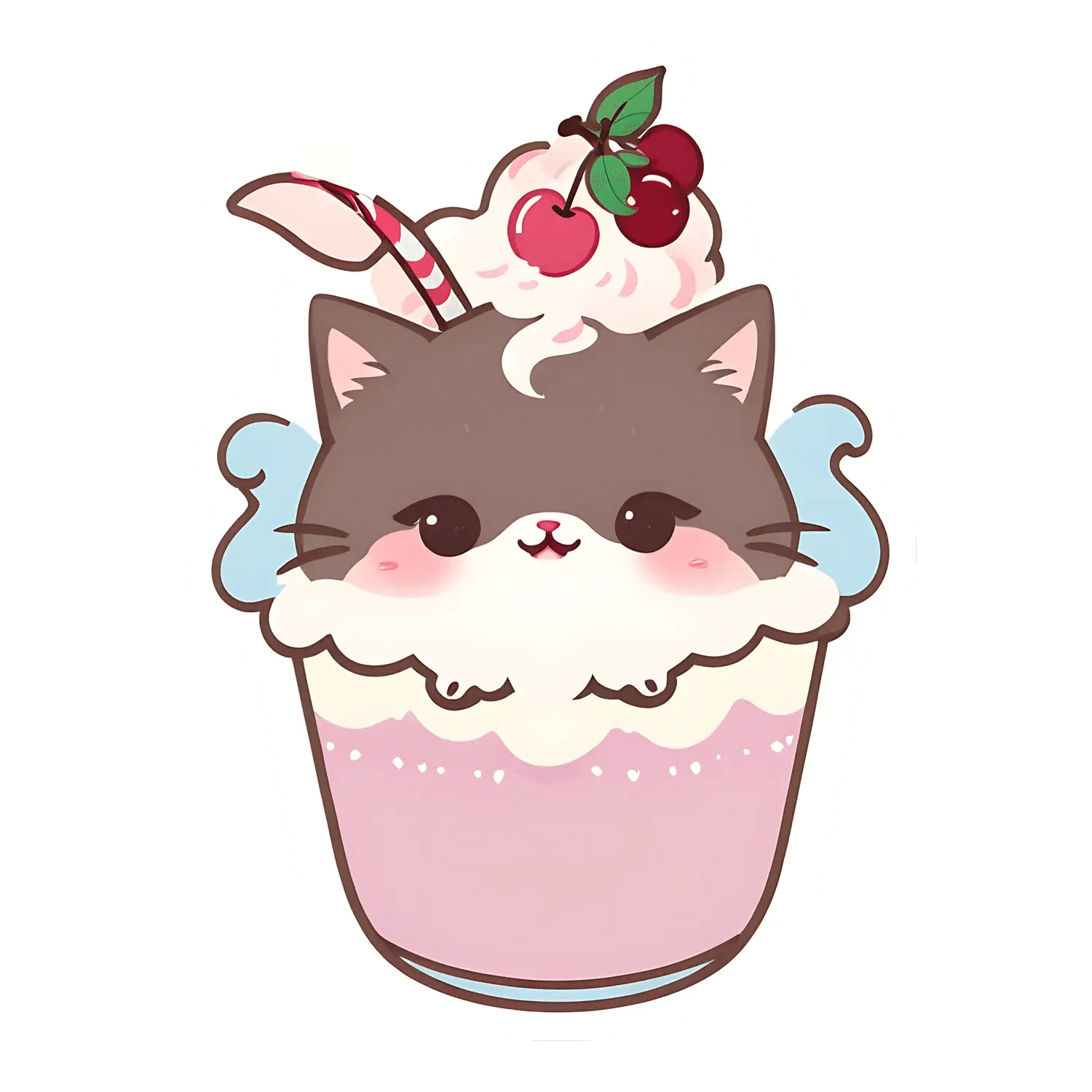 Cute Cat Sundae - Sticker - Heat Press Transfer