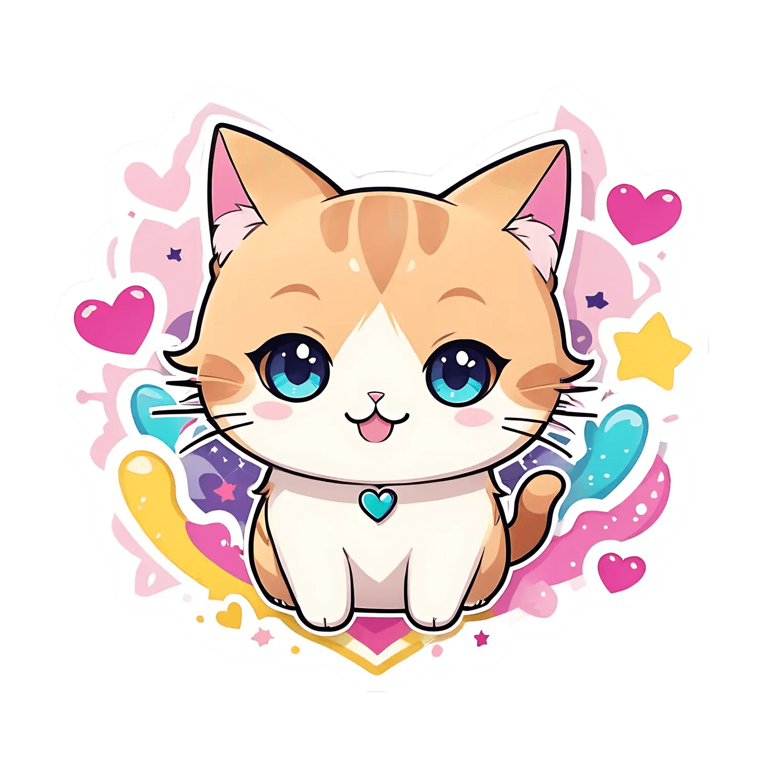 Cute Cat UV Sticker - Colorful & Adorable - Heat Press Transfer