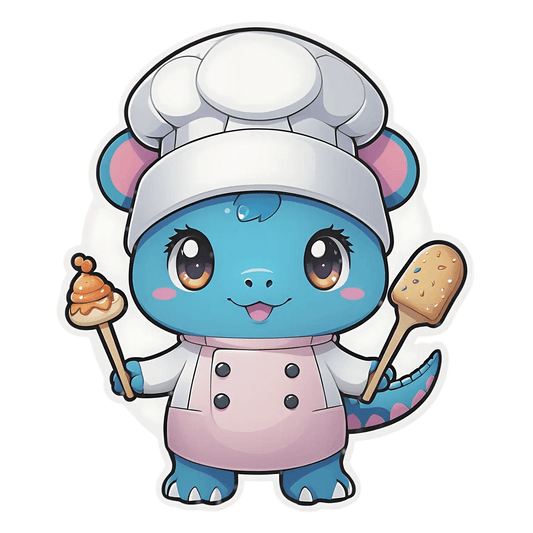 Cute Chef Dinosaur - Sticker - Heat Press Transfer