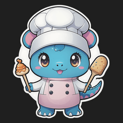 Cute Chef Dinosaur - Sticker - Heat Press Transfer