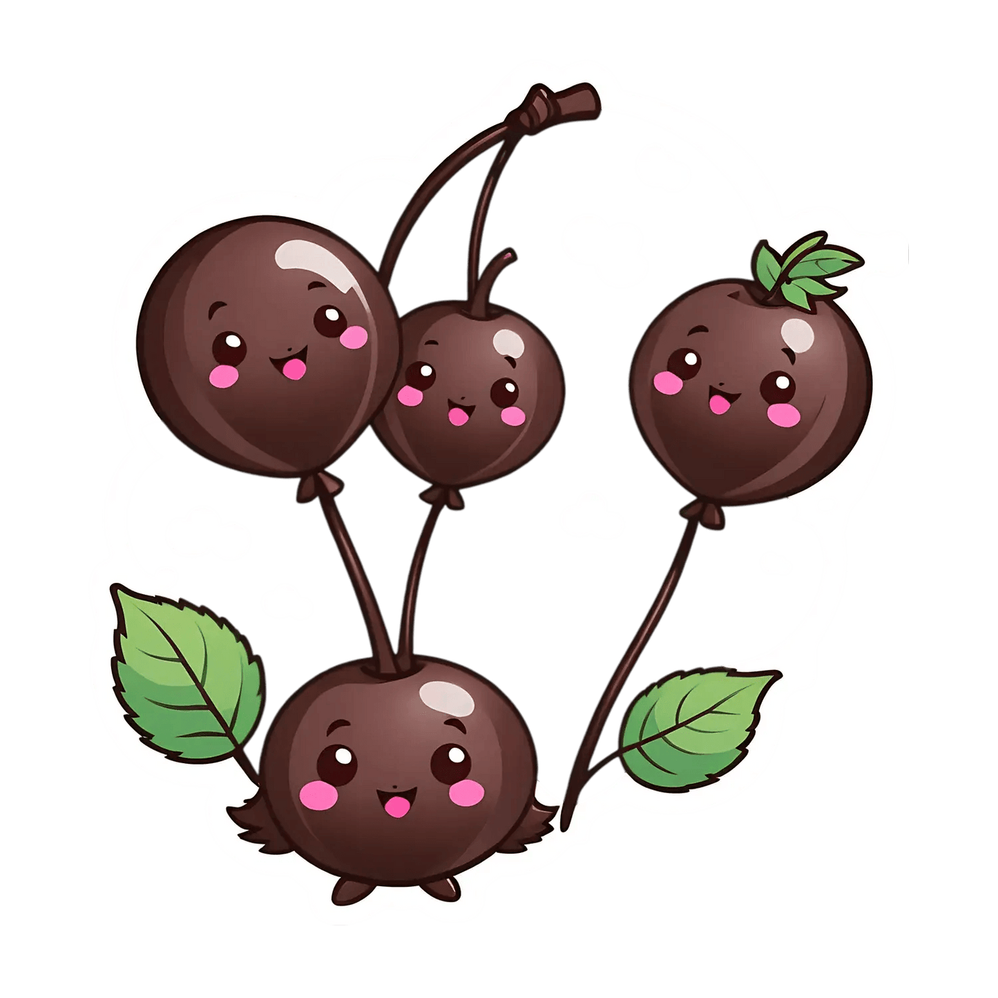 Cute Cherry Faces - Sticker - Heat Press Transfer
