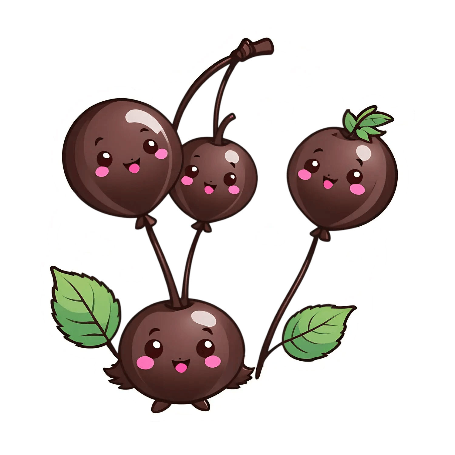 Cute Cherry Faces - Sticker - Heat Press Transfer