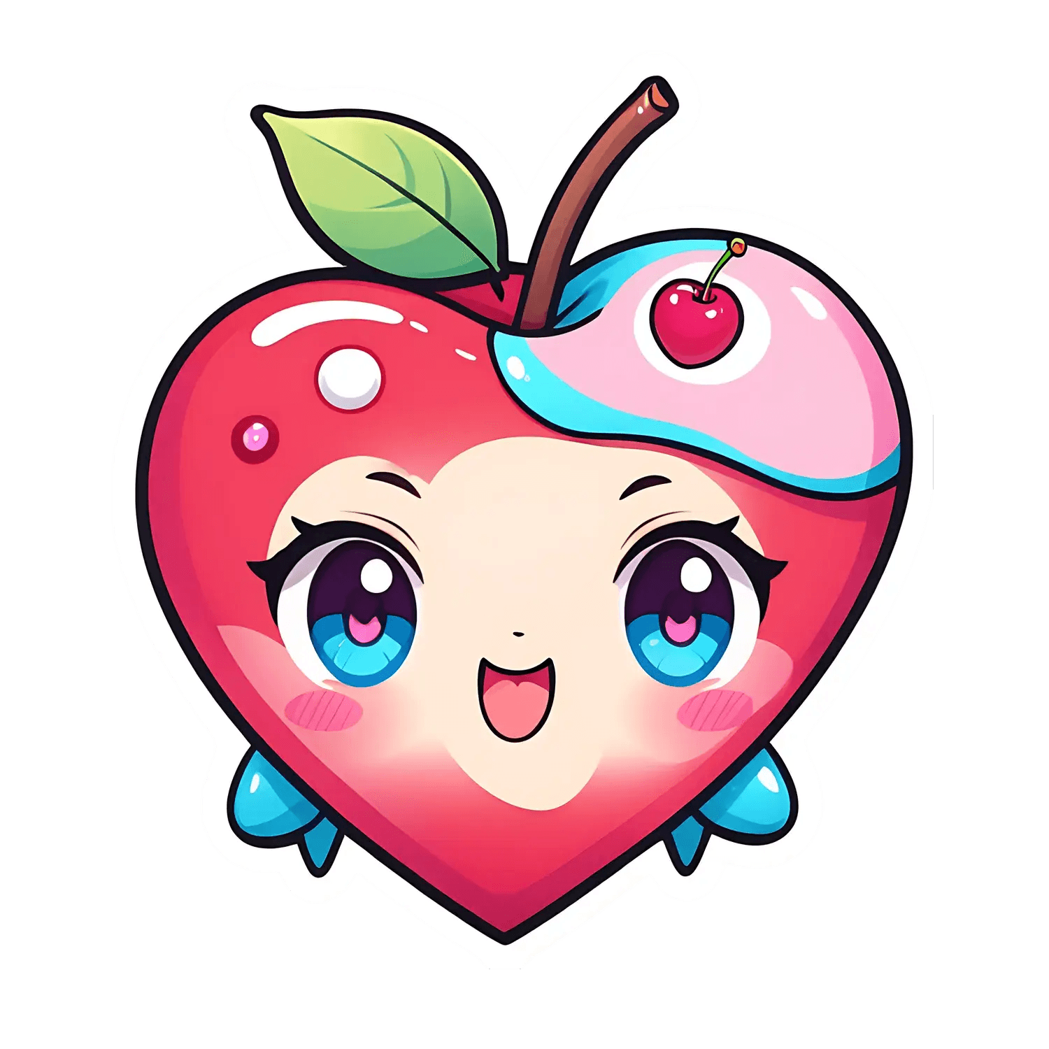 Cute Cherry Heart - Sticker - Heat Press Transfer