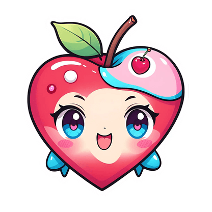 Cute Cherry Heart - Sticker - Heat Press Transfer
