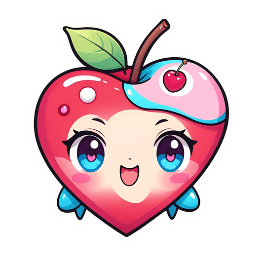 Cute Cherry Heart - Sticker - Heat Press Transfer