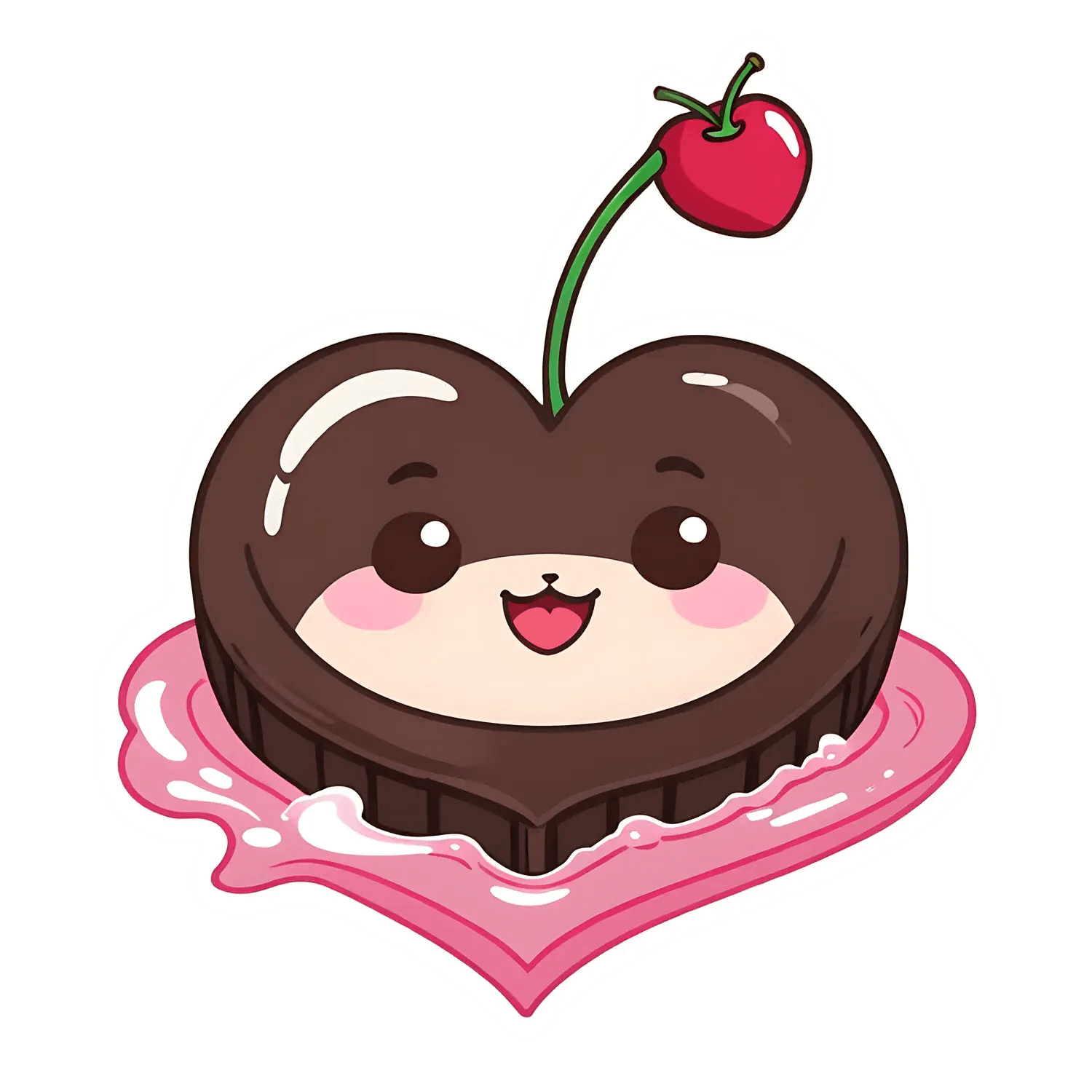 Cute Cherry Heart - Sticker - Heat Press Transfer