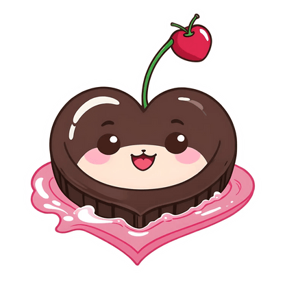 Cute Cherry Heart - Sticker - Heat Press Transfer