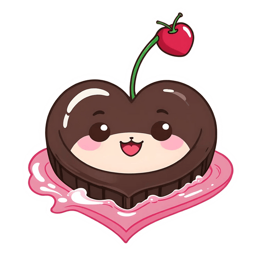 Cute Cherry Heart - Sticker - Heat Press Transfer