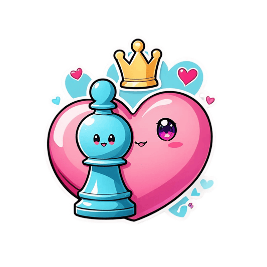 Cute Chess - Sticker with Adorable Heart - Heat Press Transfer