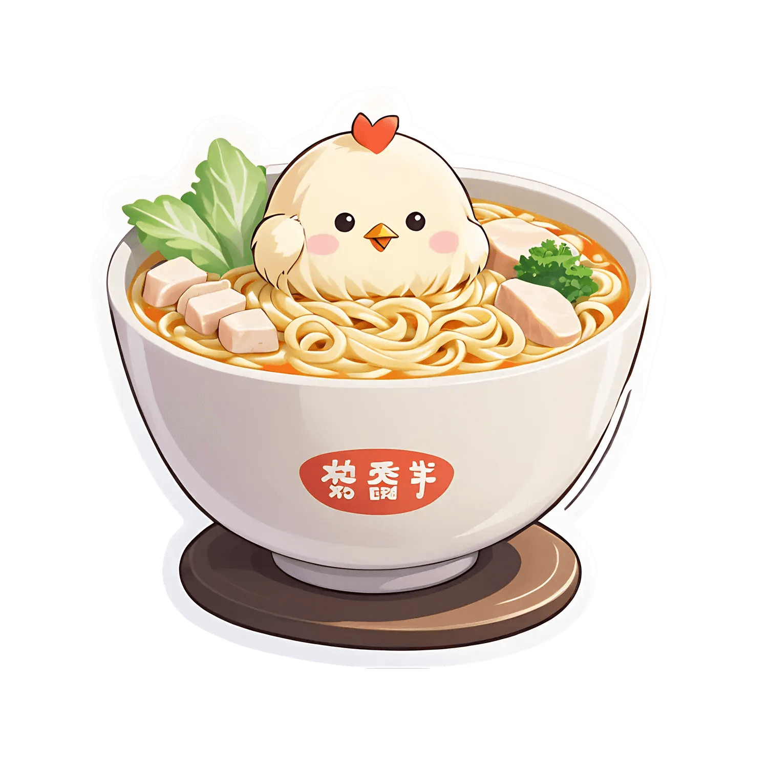 Cute Chick Ramen - Kawaii Food Sticker - Heat Press Transfer