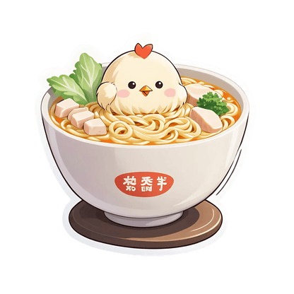 Cute Chick Ramen - Kawaii Food Sticker - Heat Press Transfer