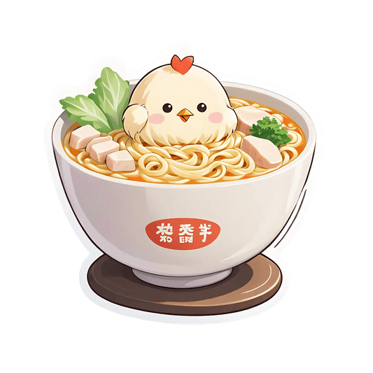 Cute Chick Ramen - Kawaii Food Sticker - Heat Press Transfer