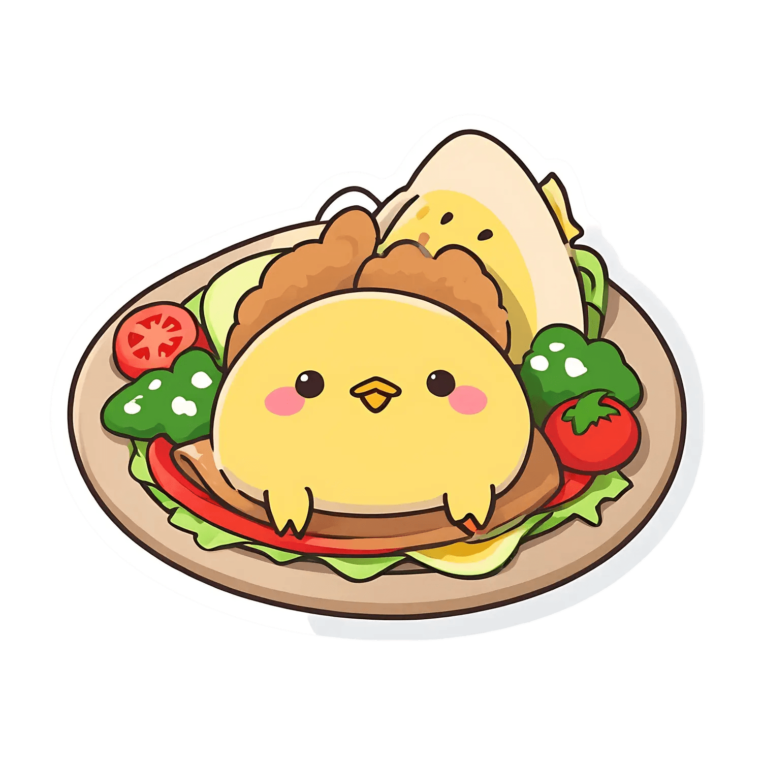 Cute Chicken Burger - Sticker - Heat Press Transfer