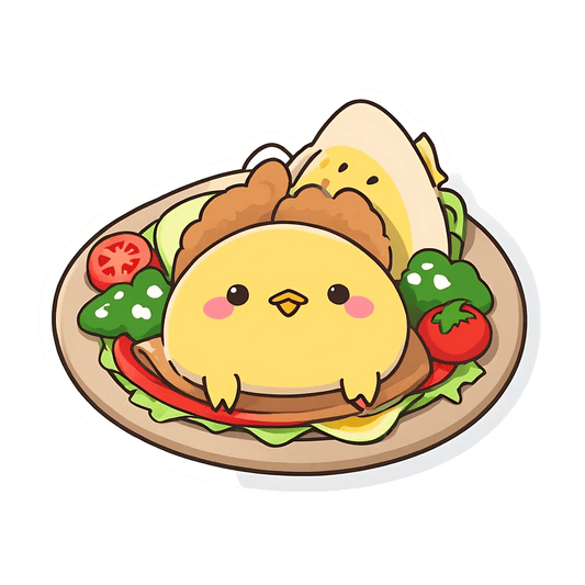 Cute Chicken Burger - Sticker - Heat Press Transfer