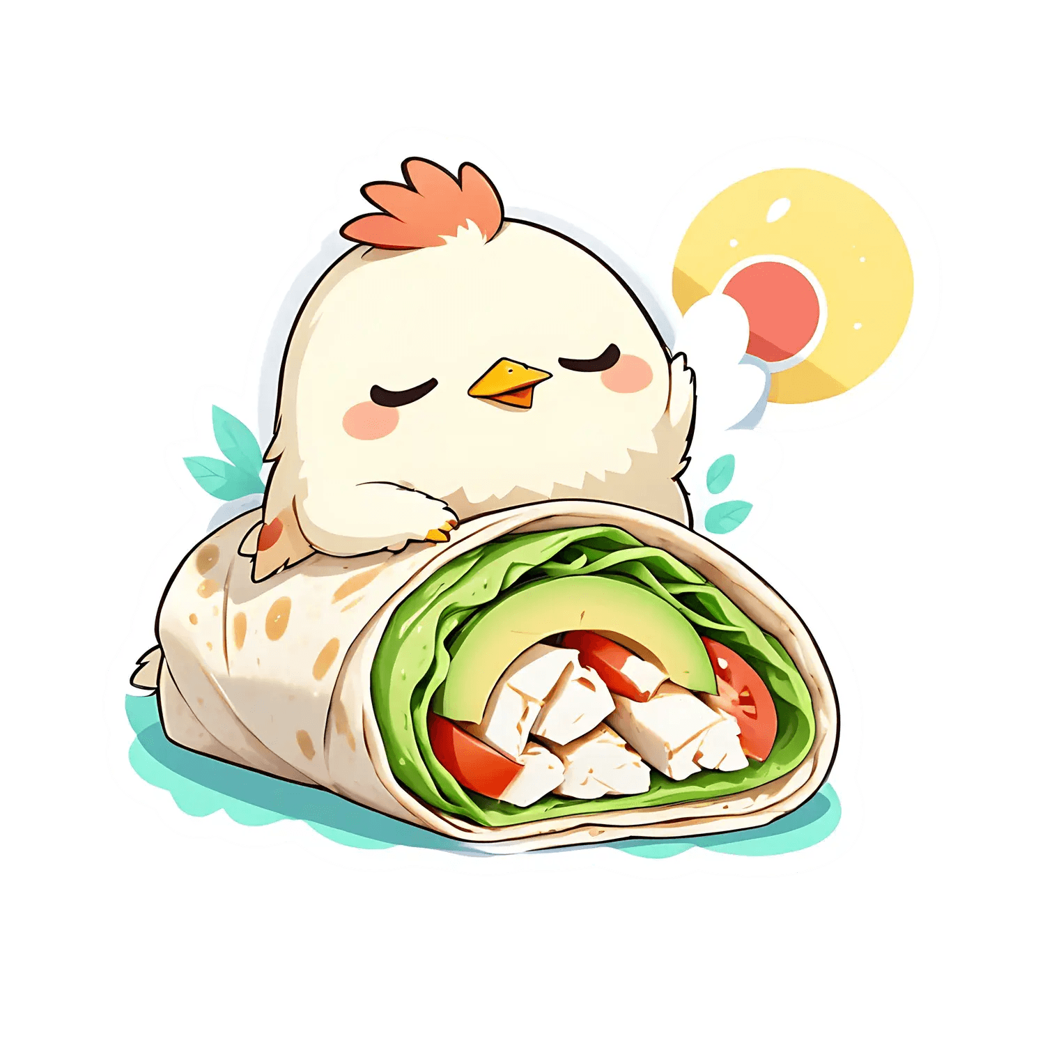 Cute Chicken Wrap - Sticker - Heat Press Transfer