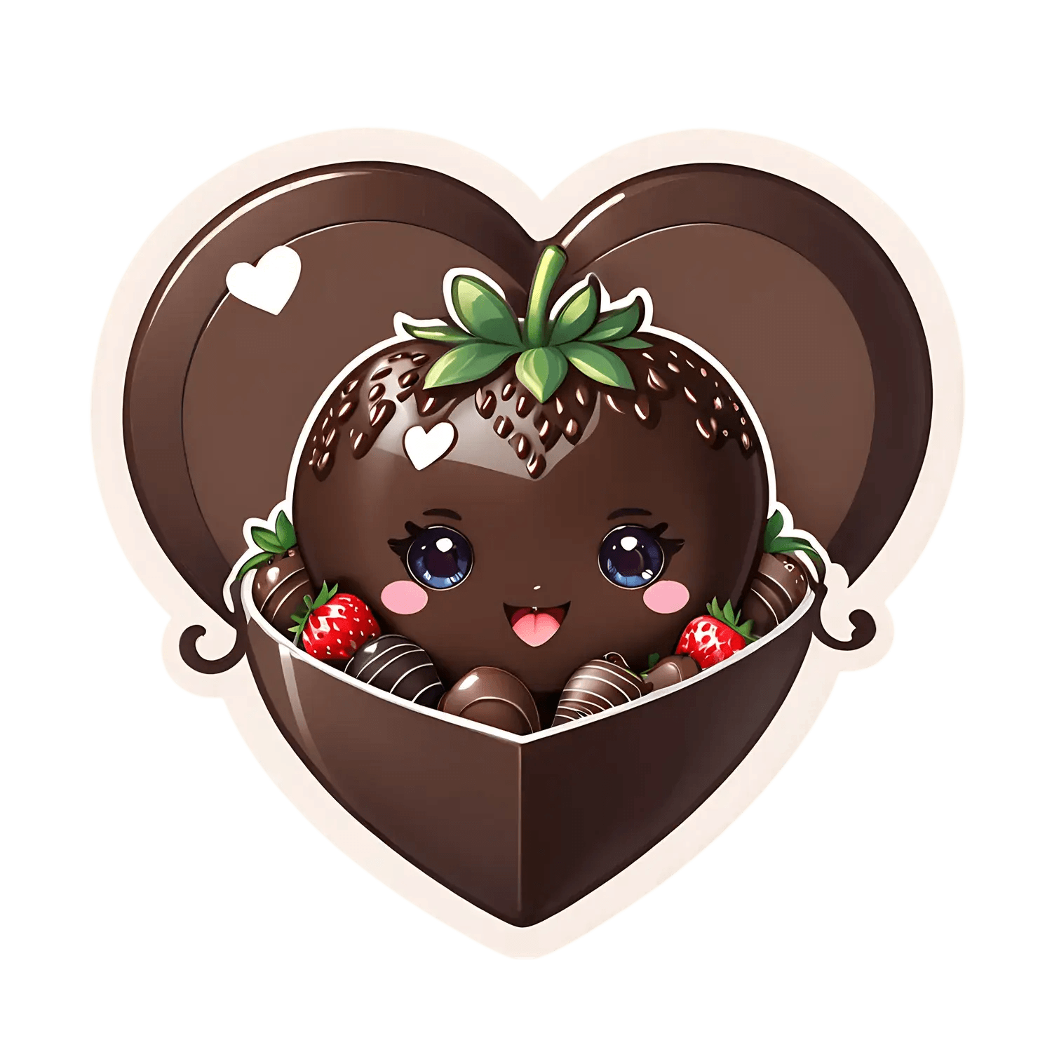 Cute Chocolate Strawberry - Sticker - Heat Press Transfer