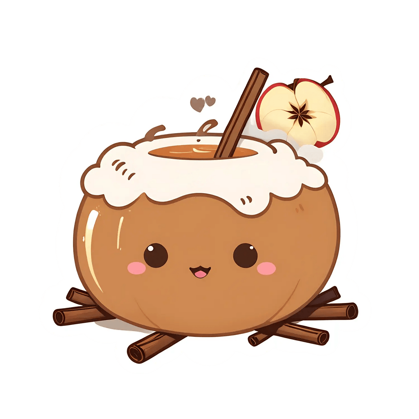 Cute Cinnamon Apple - Sticker - Heat Press Transfer