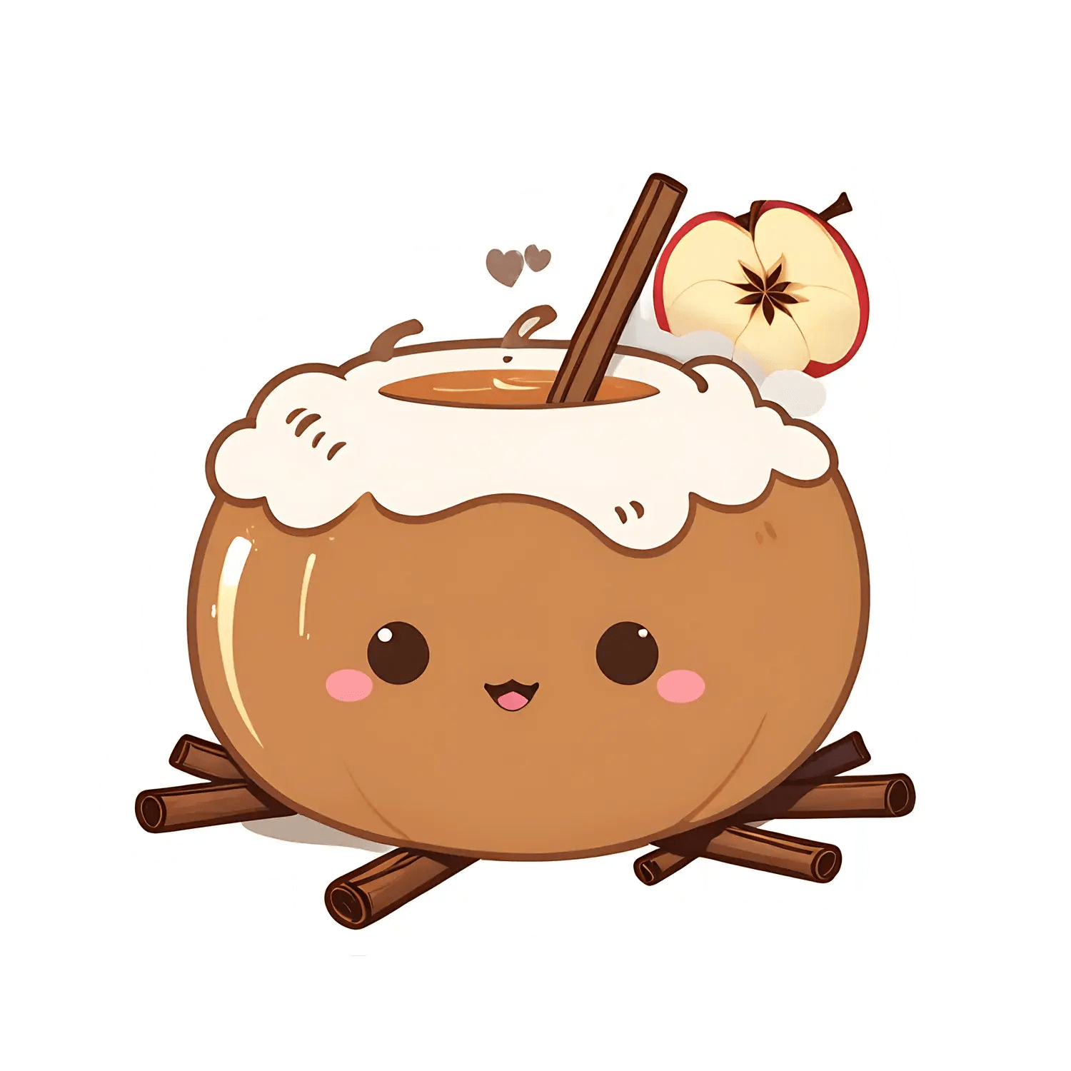 Cute Cinnamon Apple - Sticker - Heat Press Transfer