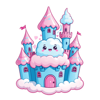 Cute Cloud Castle - Sticker - Heat Press Transfer