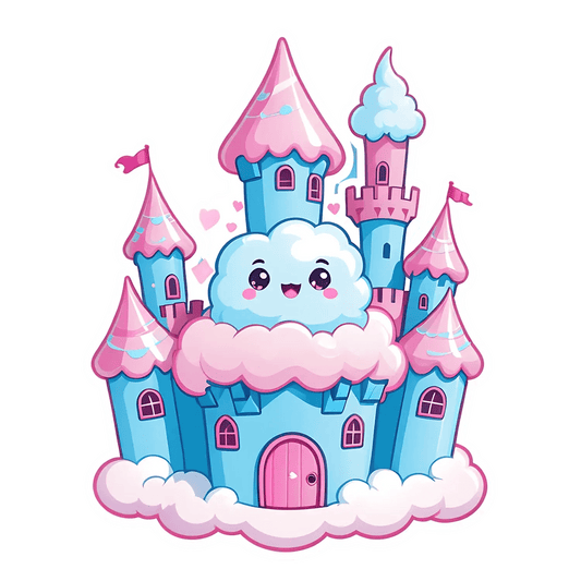 Cute Cloud Castle - Sticker - Heat Press Transfer