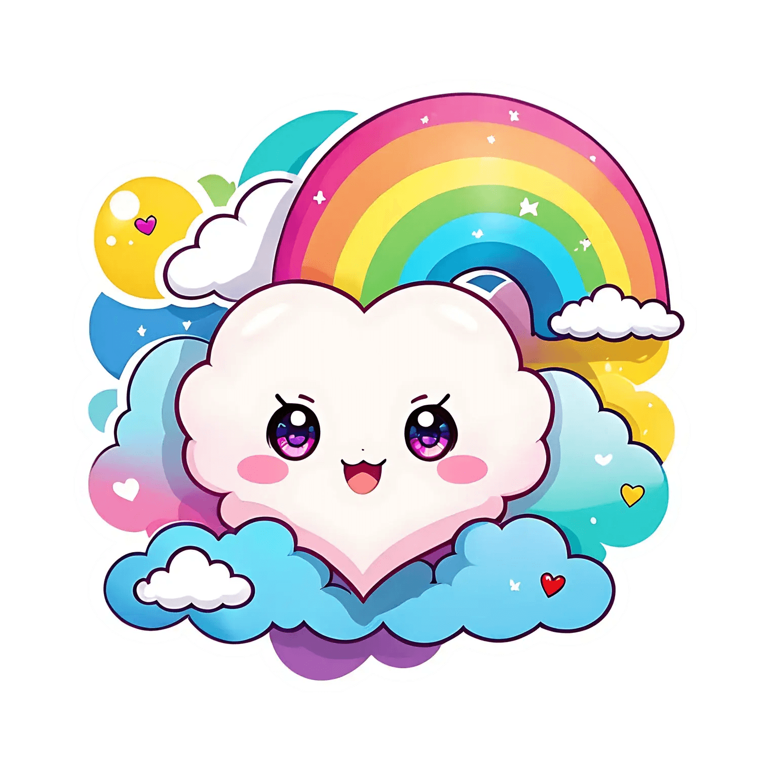 Cute Cloud Rainbow - UV DTF Sticker - Heat Press Transfer