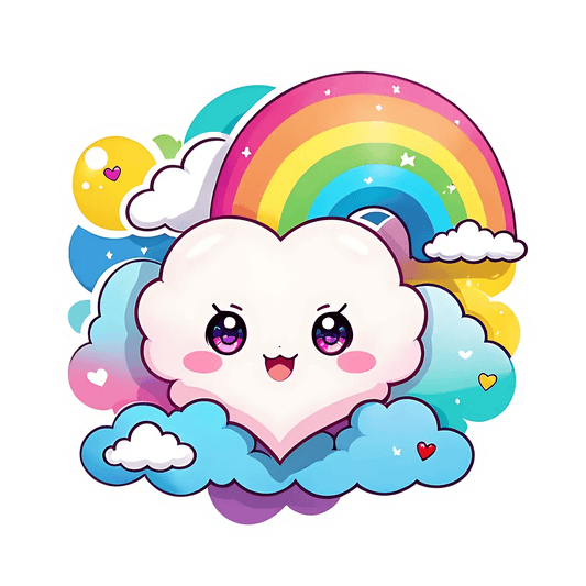 Cute Cloud Rainbow - UV DTF Sticker - Heat Press Transfer