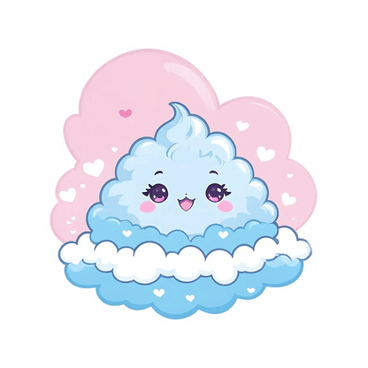 Cute Cloud Sticker - Vibrant Kawaii Design - Heat Press Transfer