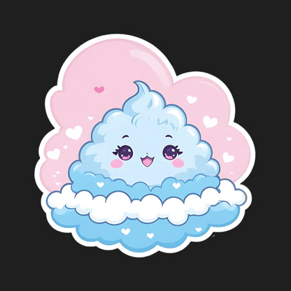 Cute Cloud Sticker - Vibrant Kawaii Design - Heat Press Transfer