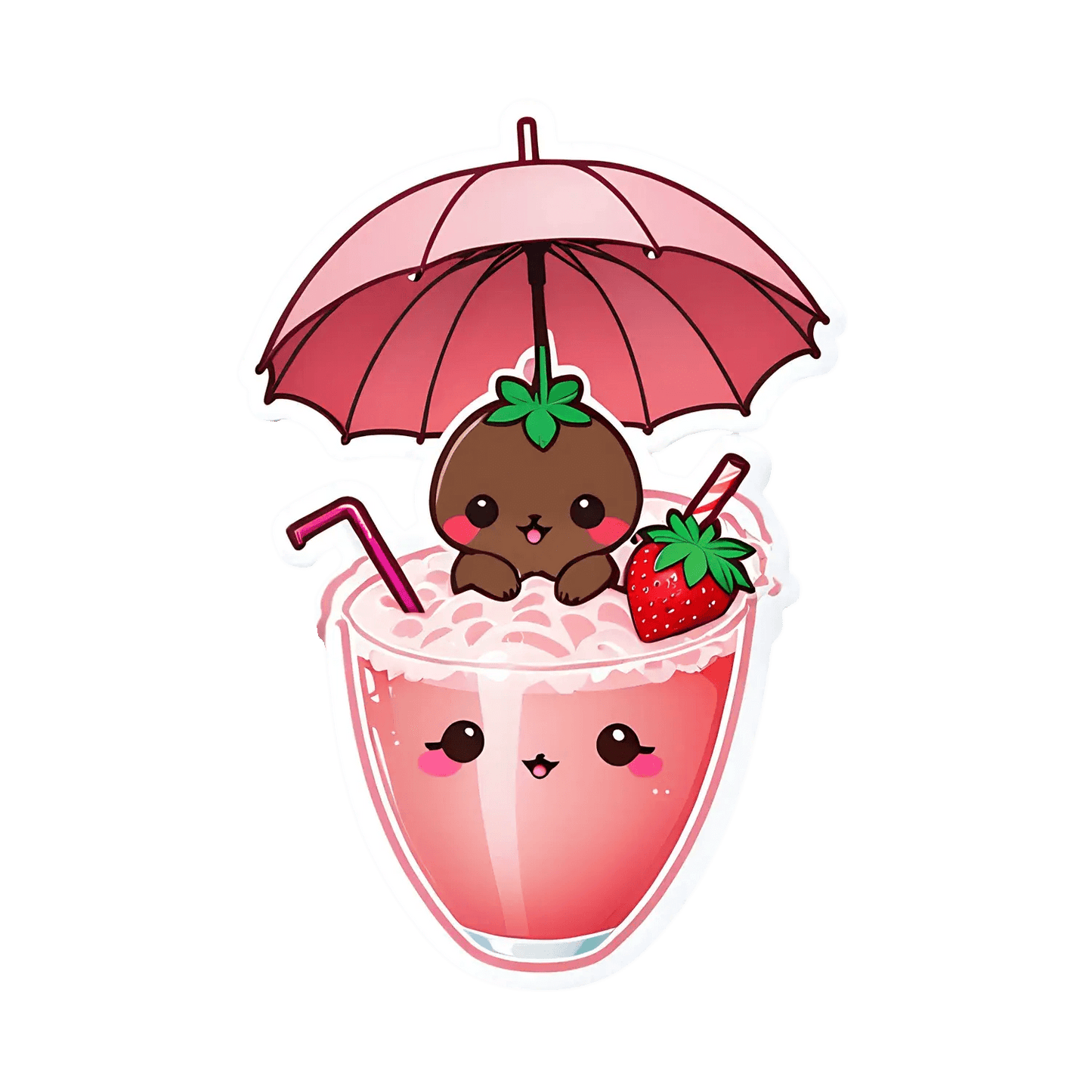 Cute Cocktail - Strawberry Sticker - Heat Press Transfer