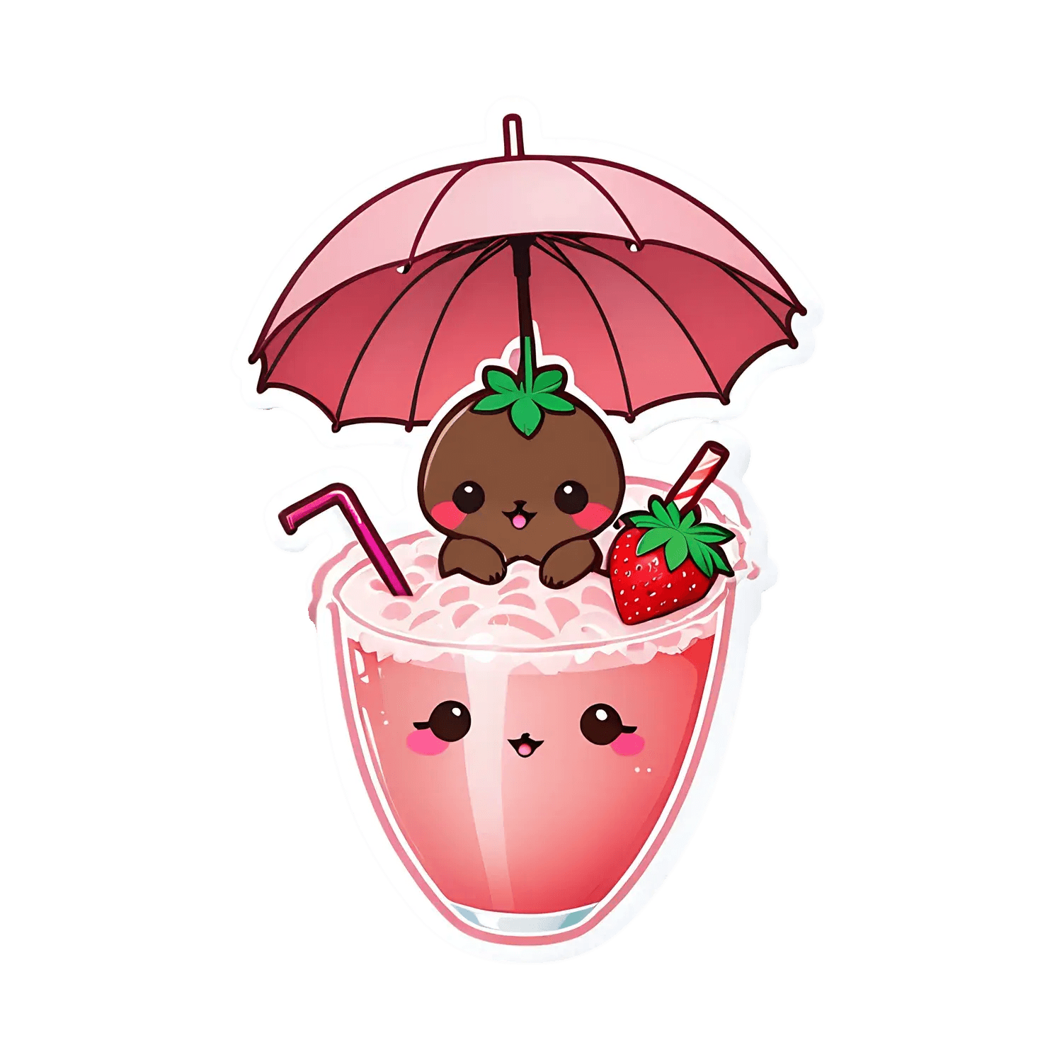 Cute Cocktail - Strawberry Sticker - Heat Press Transfer