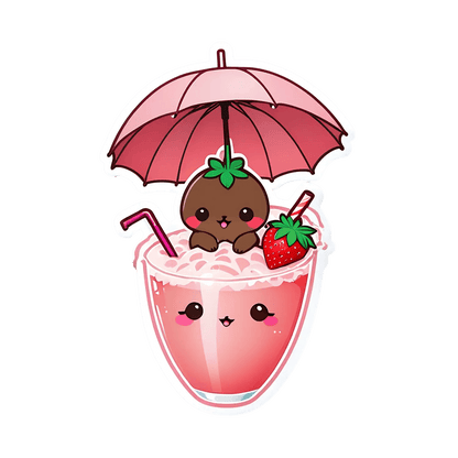 Cute Cocktail - Strawberry Sticker - Heat Press Transfer