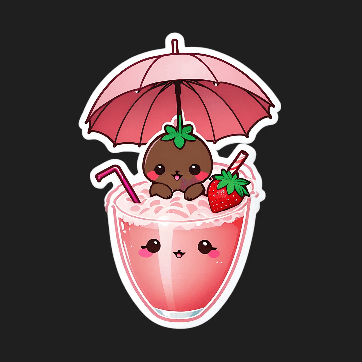Cute Cocktail - Strawberry Sticker - Heat Press Transfer