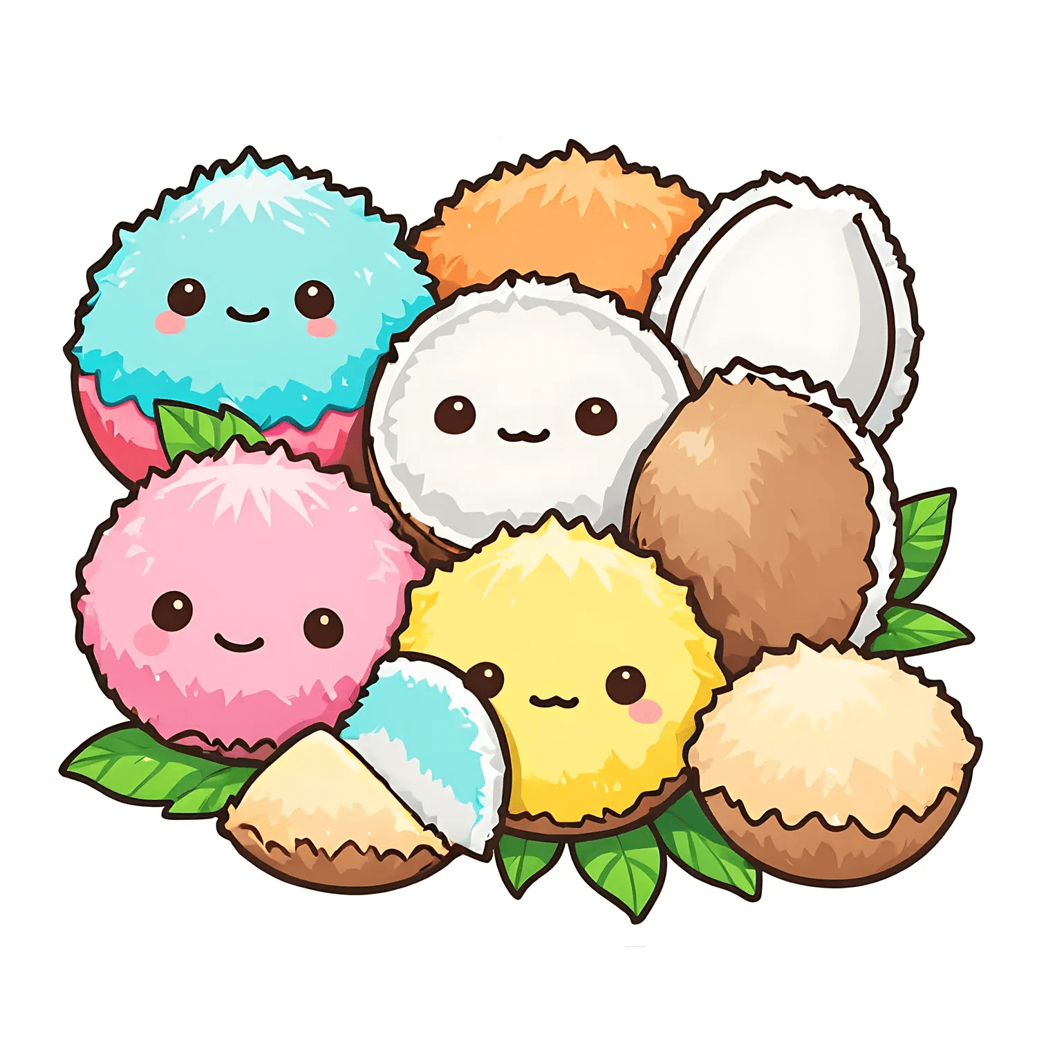 Cute Coconut Stickers - UV DTF - Heat Press Transfer