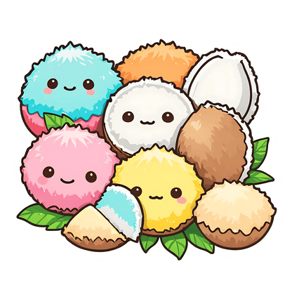 Cute Coconut Stickers - UV DTF - Heat Press Transfer