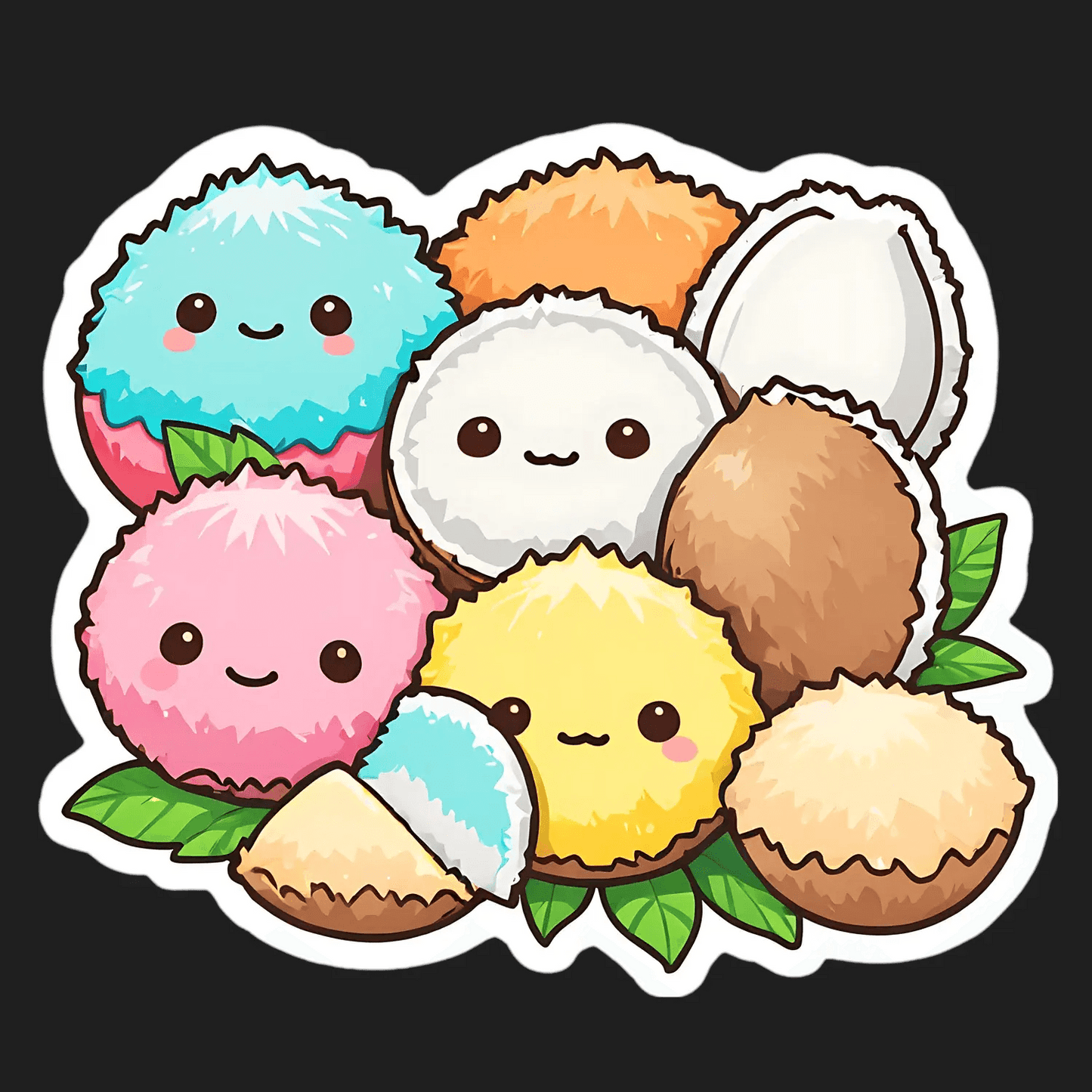 Cute Coconut Stickers - UV DTF - Heat Press Transfer