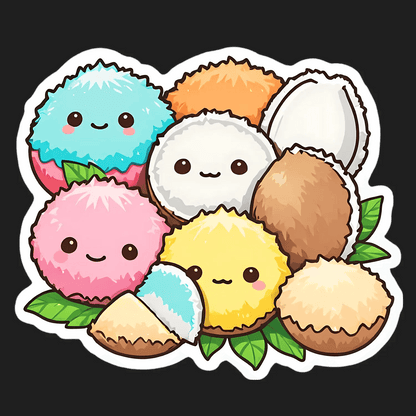 Cute Coconut Stickers - UV DTF - Heat Press Transfer