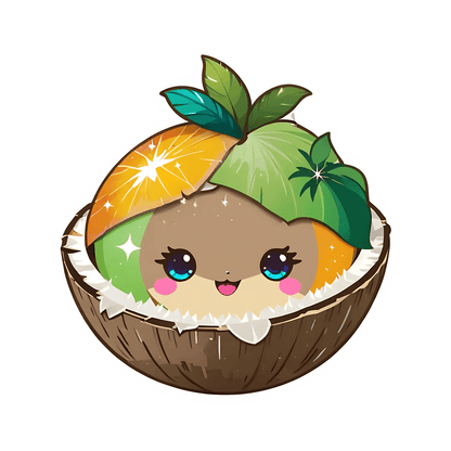 Cute Coconut - UV DTF Sticker - Heat Press Transfer
