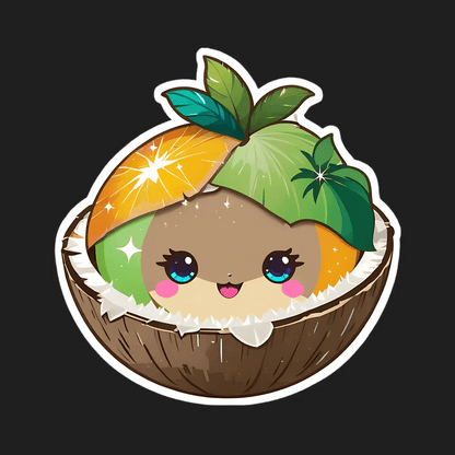 Cute Coconut - UV DTF Sticker - Heat Press Transfer