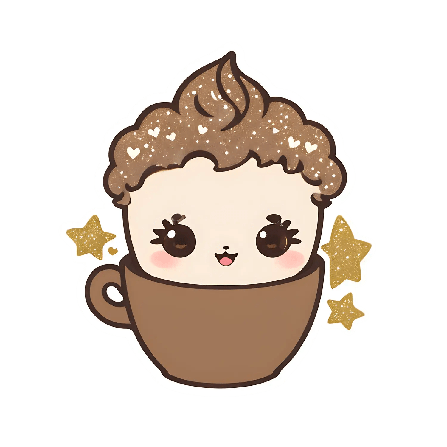 Cute Coffee Cup - Sparkle Sticker - Heat Press Transfer