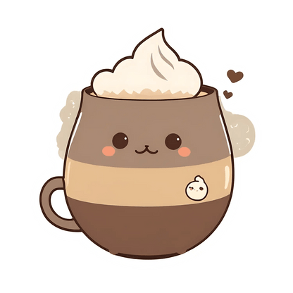 Cute Coffee Cup Sticker - Adorable Beverage Design - Heat Press Transfer
