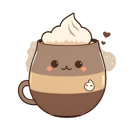 Cute Coffee Cup Sticker - Adorable Beverage Design - Heat Press Transfer