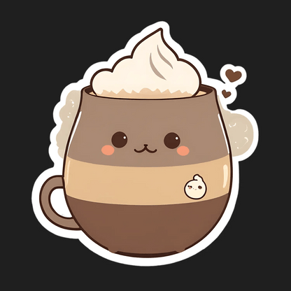 Cute Coffee Cup Sticker - Adorable Beverage Design - Heat Press Transfer