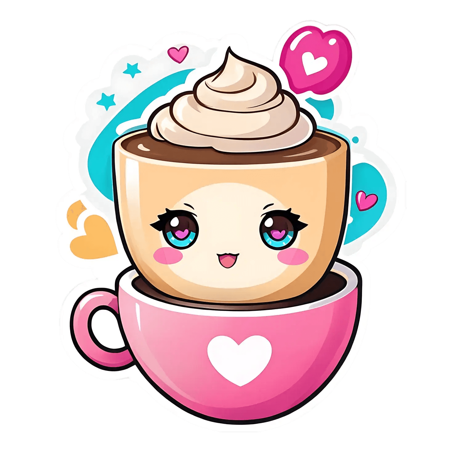 Cute Coffee Cup - Sticker - Heat Press Transfer