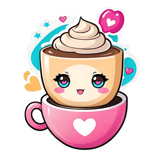 Cute Coffee Cup - Sticker - Heat Press Transfer