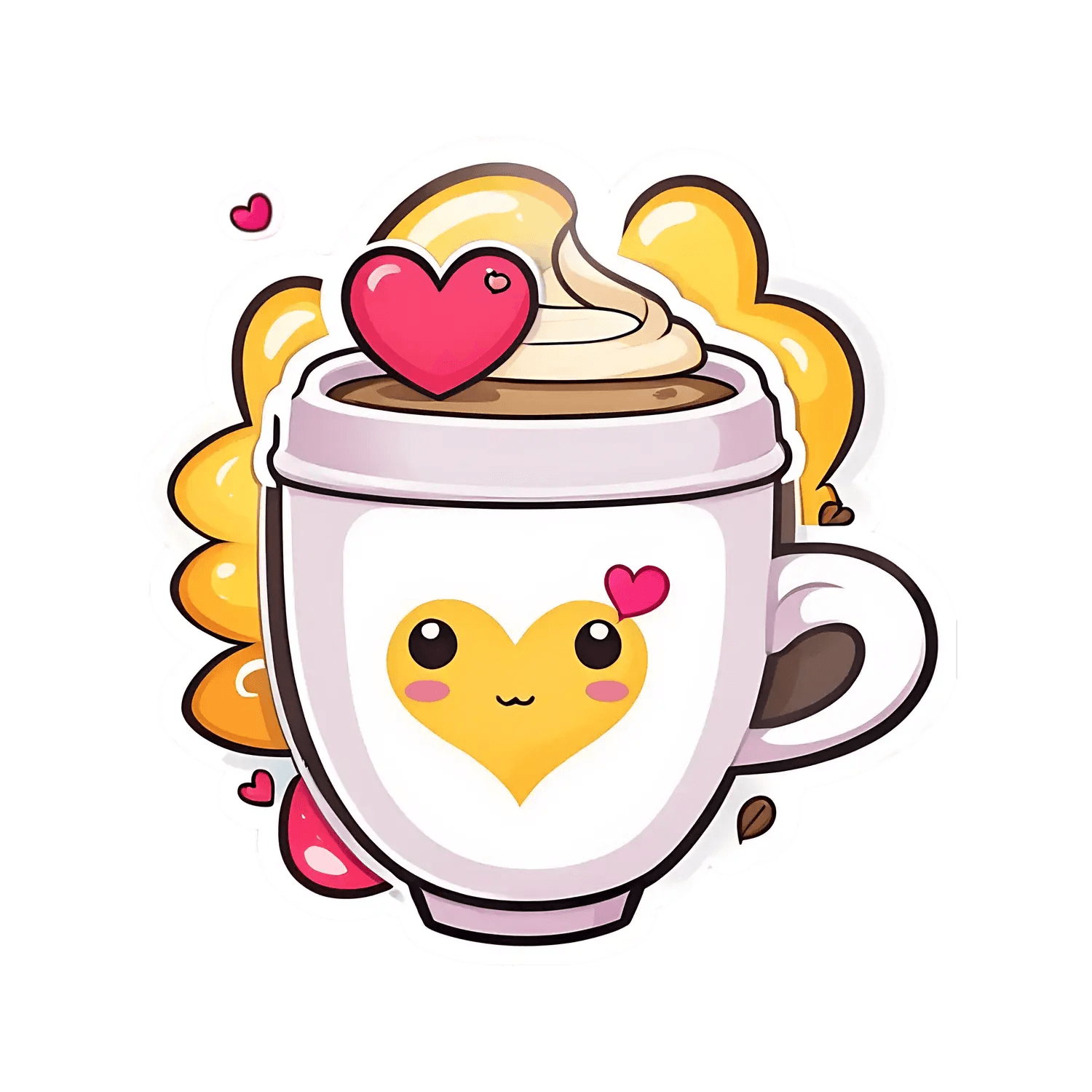 Cute Coffee Cup - Sticker - Heat Press Transfer
